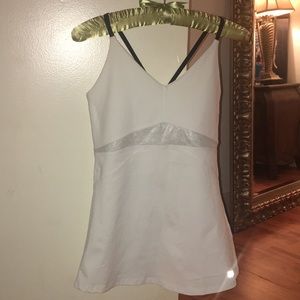 Splits59 activewear tank top, white w/black straps